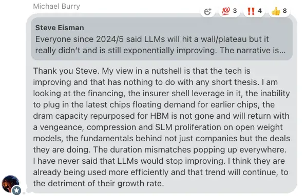 Michael Burry laid out his chief concerns about LLMs.