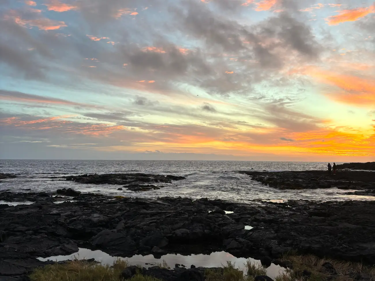 The sunset over the ocean in Hawaii.