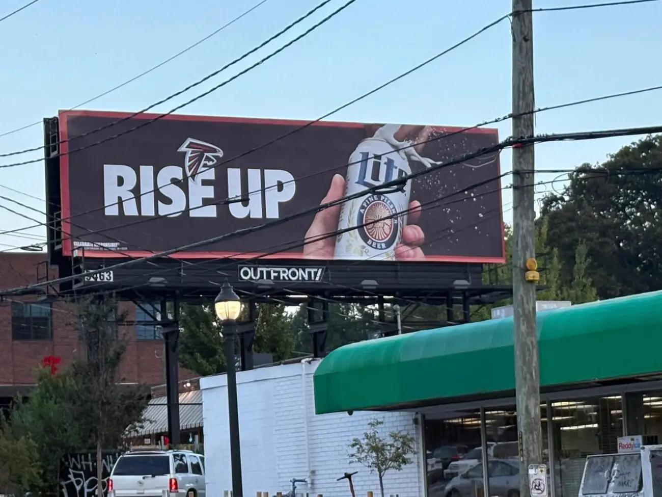 A Miller Lite billboard.