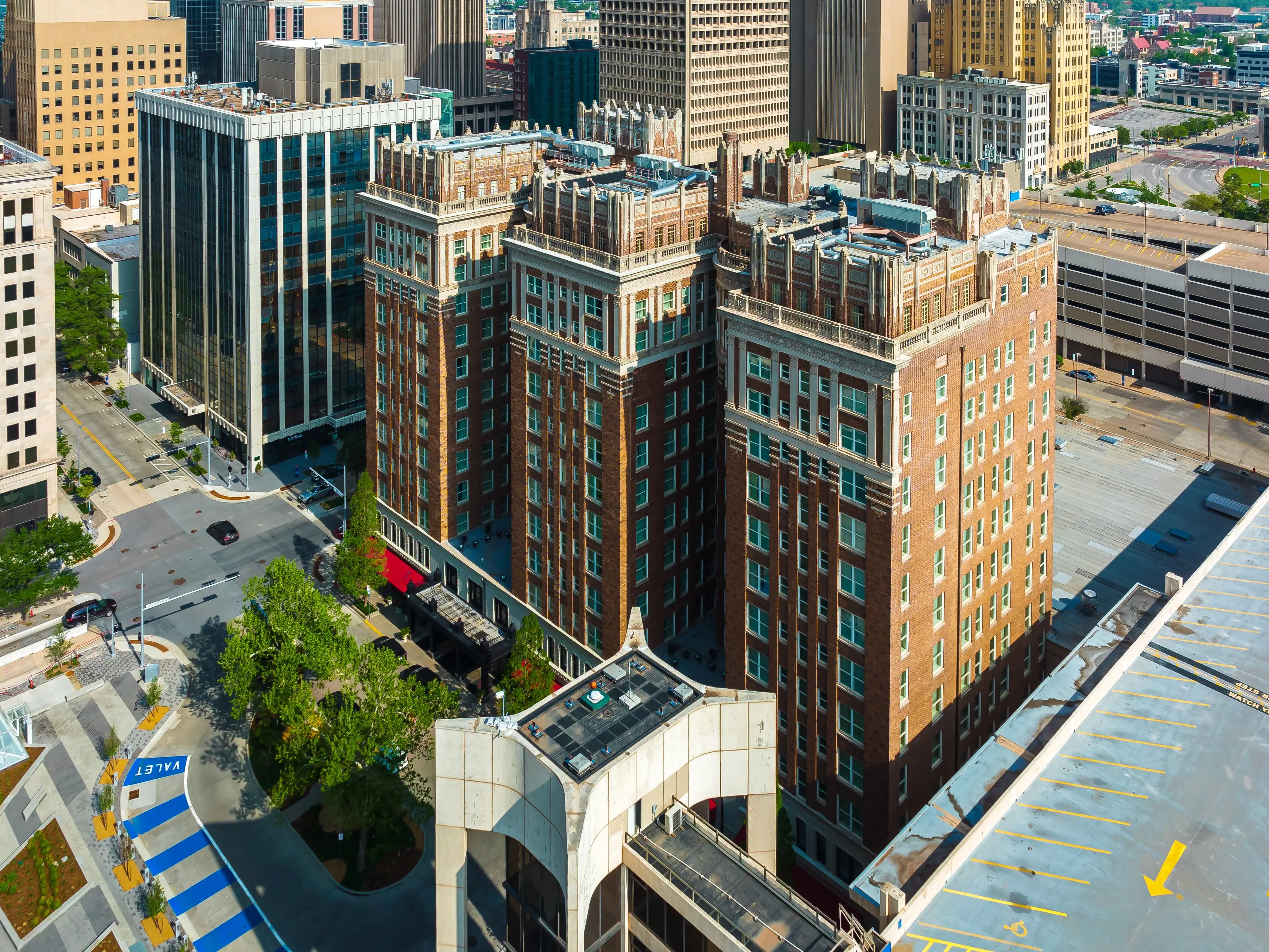 Aerial view of the Skirvin Hilton, Oklahoma City.