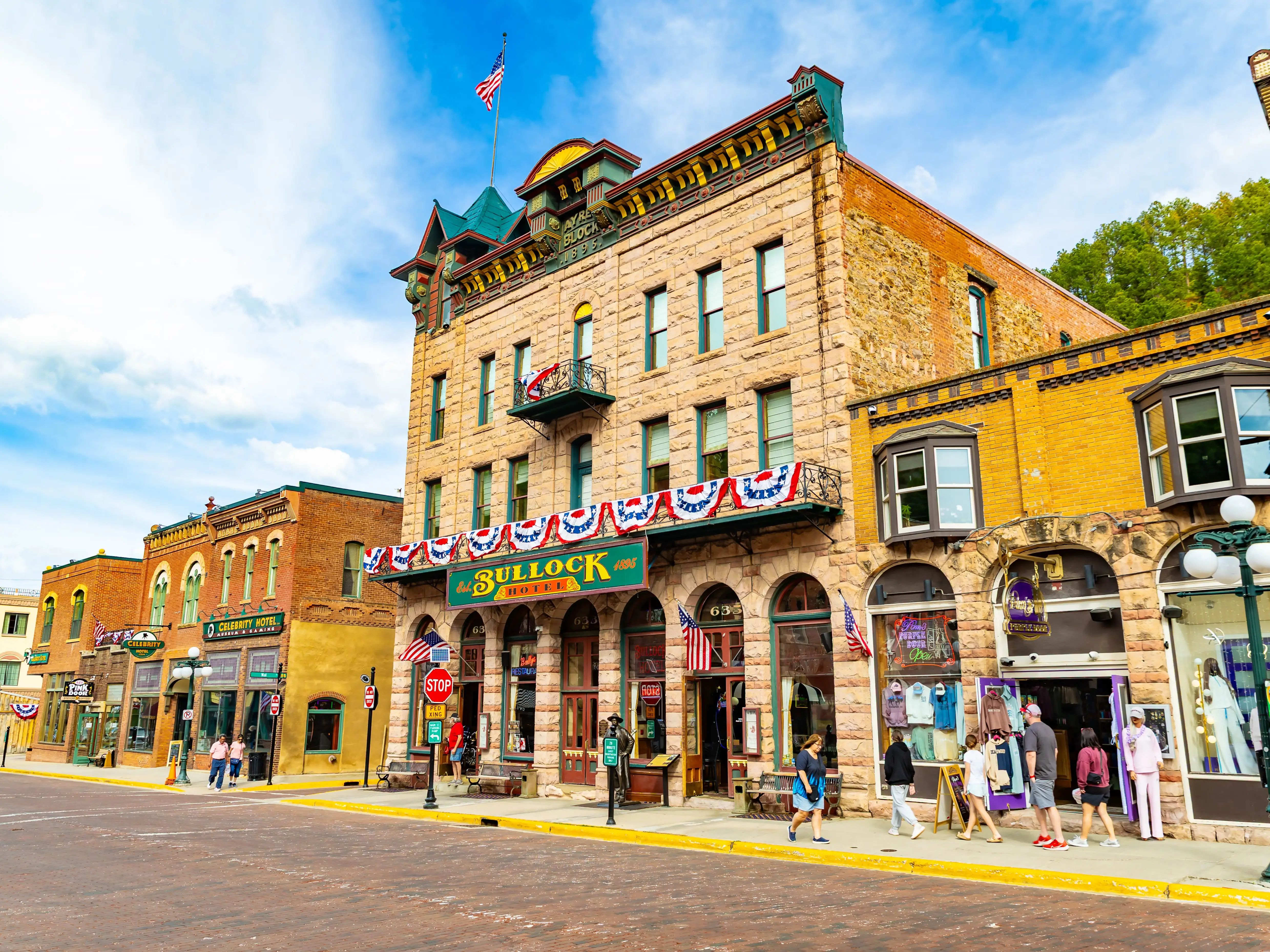 Deadwood, SD, USA - May 27, 2026: Historic Bullock Hotel on Main Street in Deadwood South Dakota known for its Western heritage and architecture