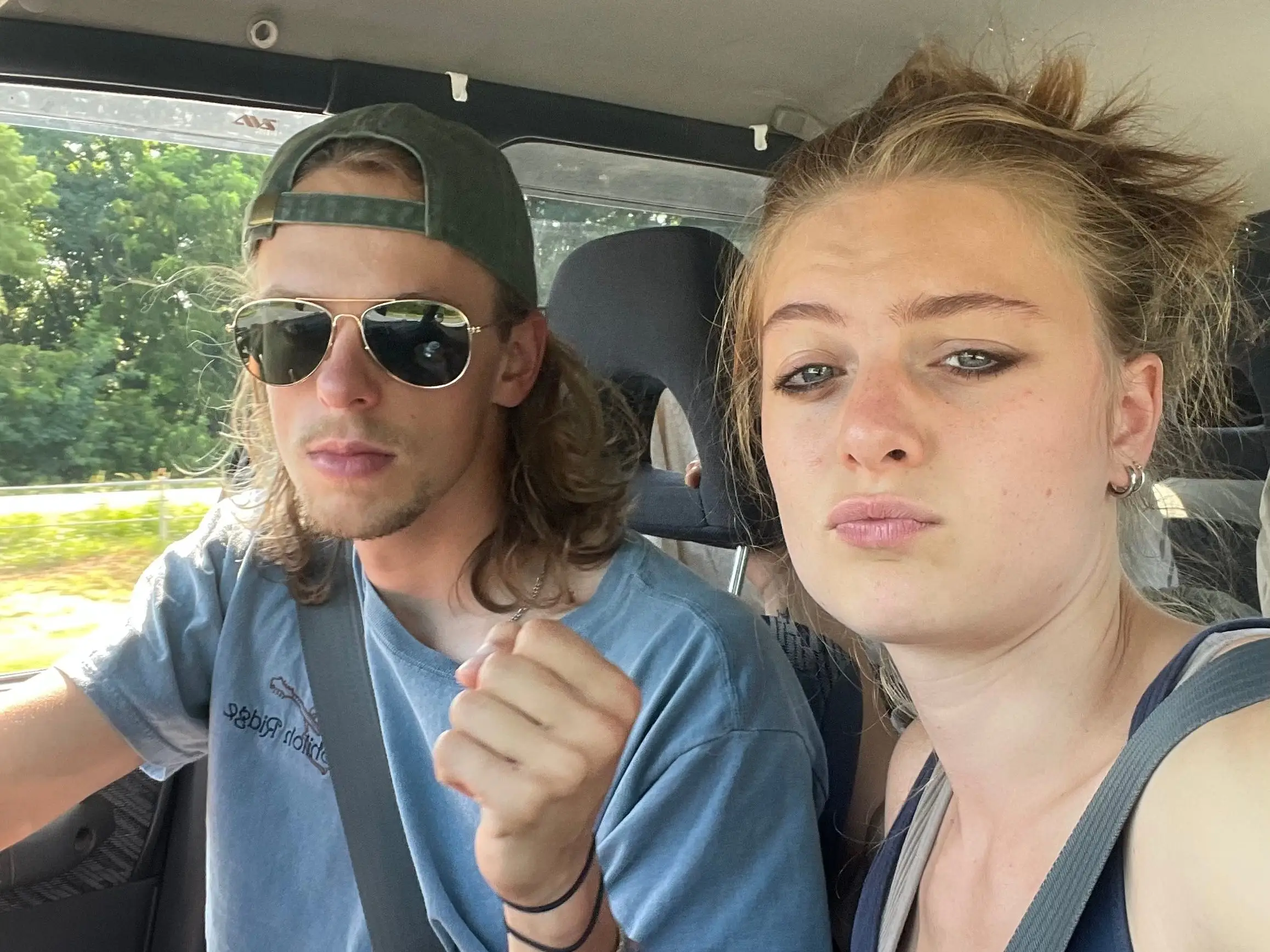 A selfie of the writer and her husband.