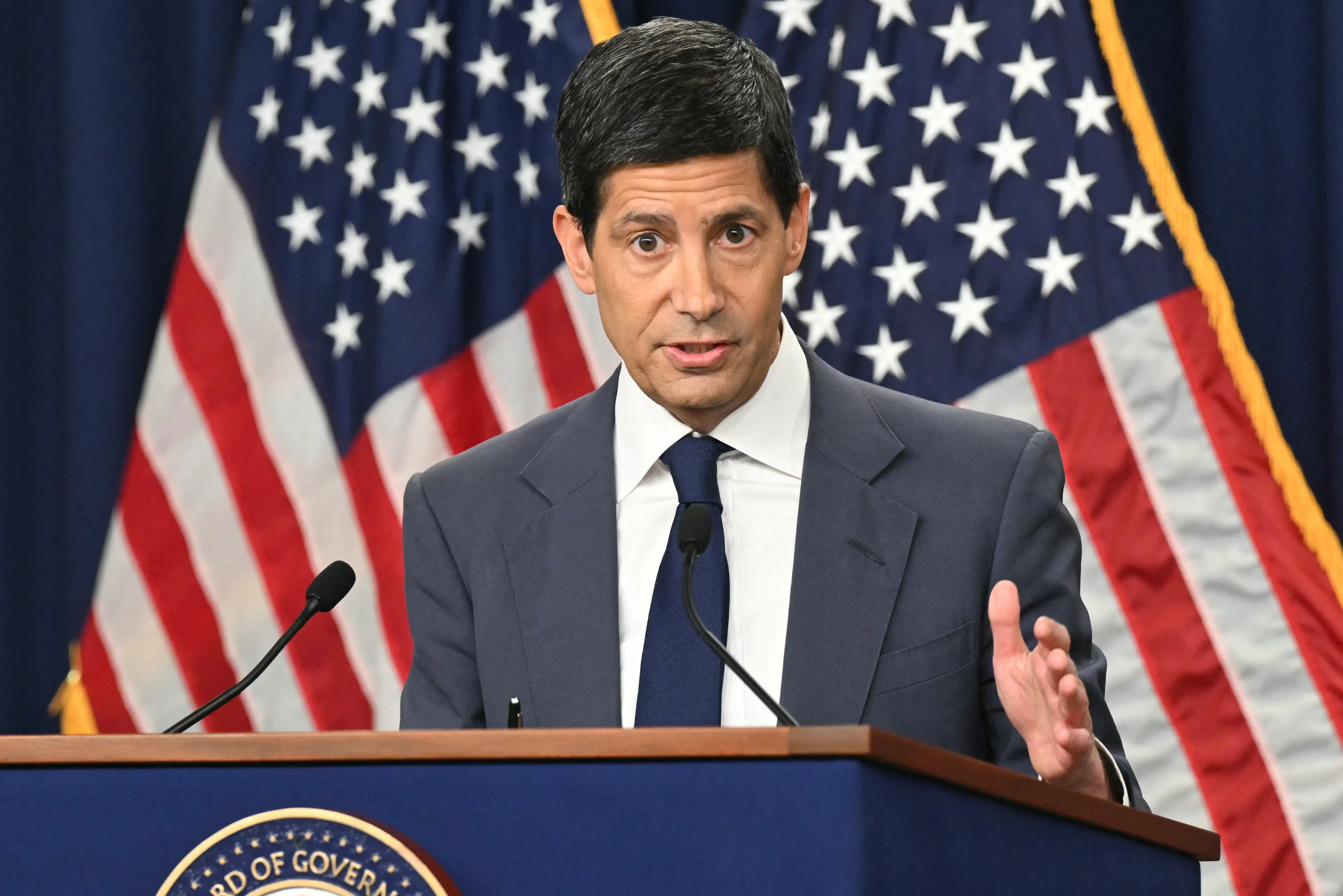 Federal Reserve Chair Kevin Warsh speaks during the press conference following the Federal Open Market Committee's interest-rate decision.