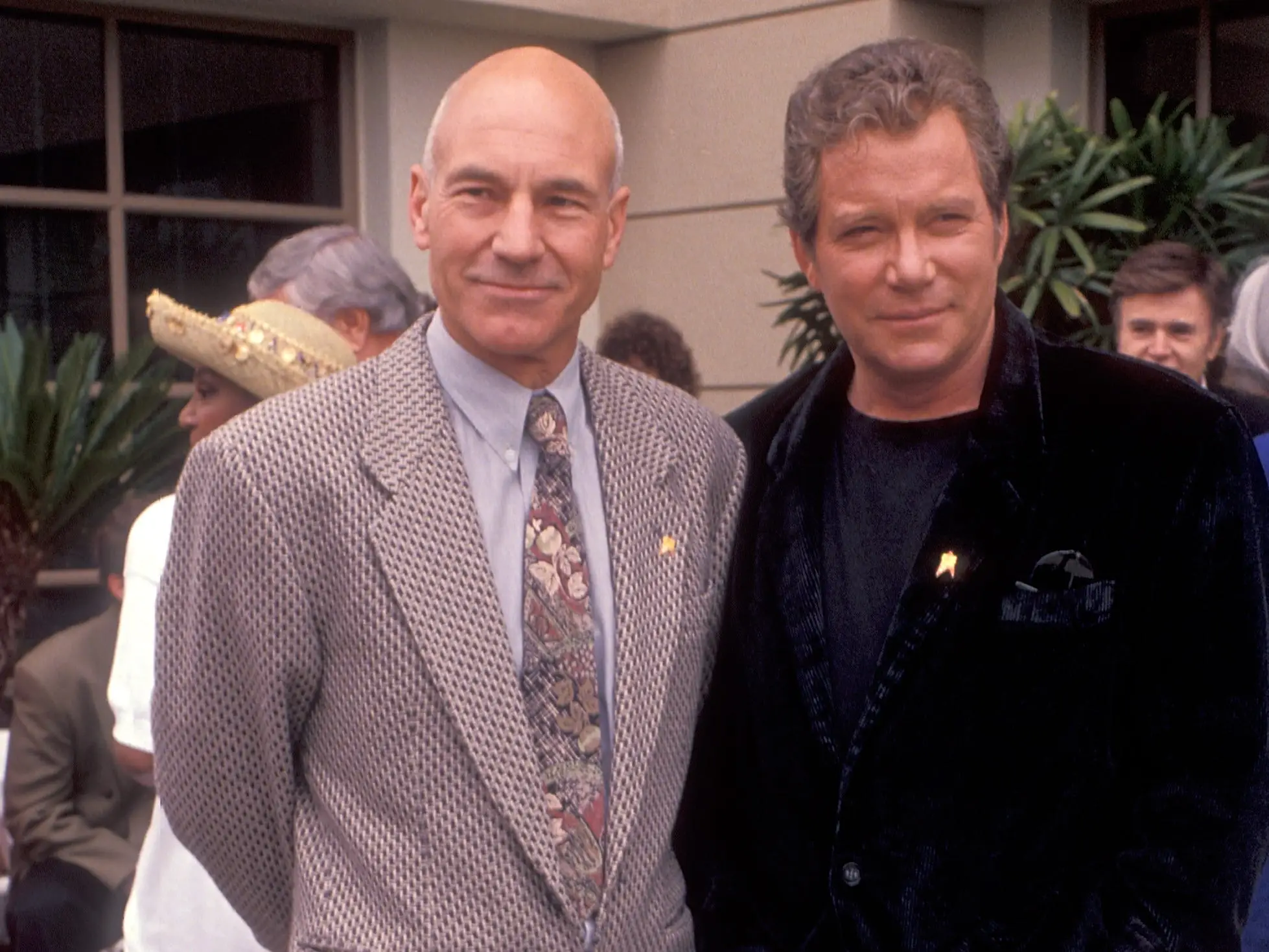 Actor Patrick Stewart and actor William Shatner attend the 