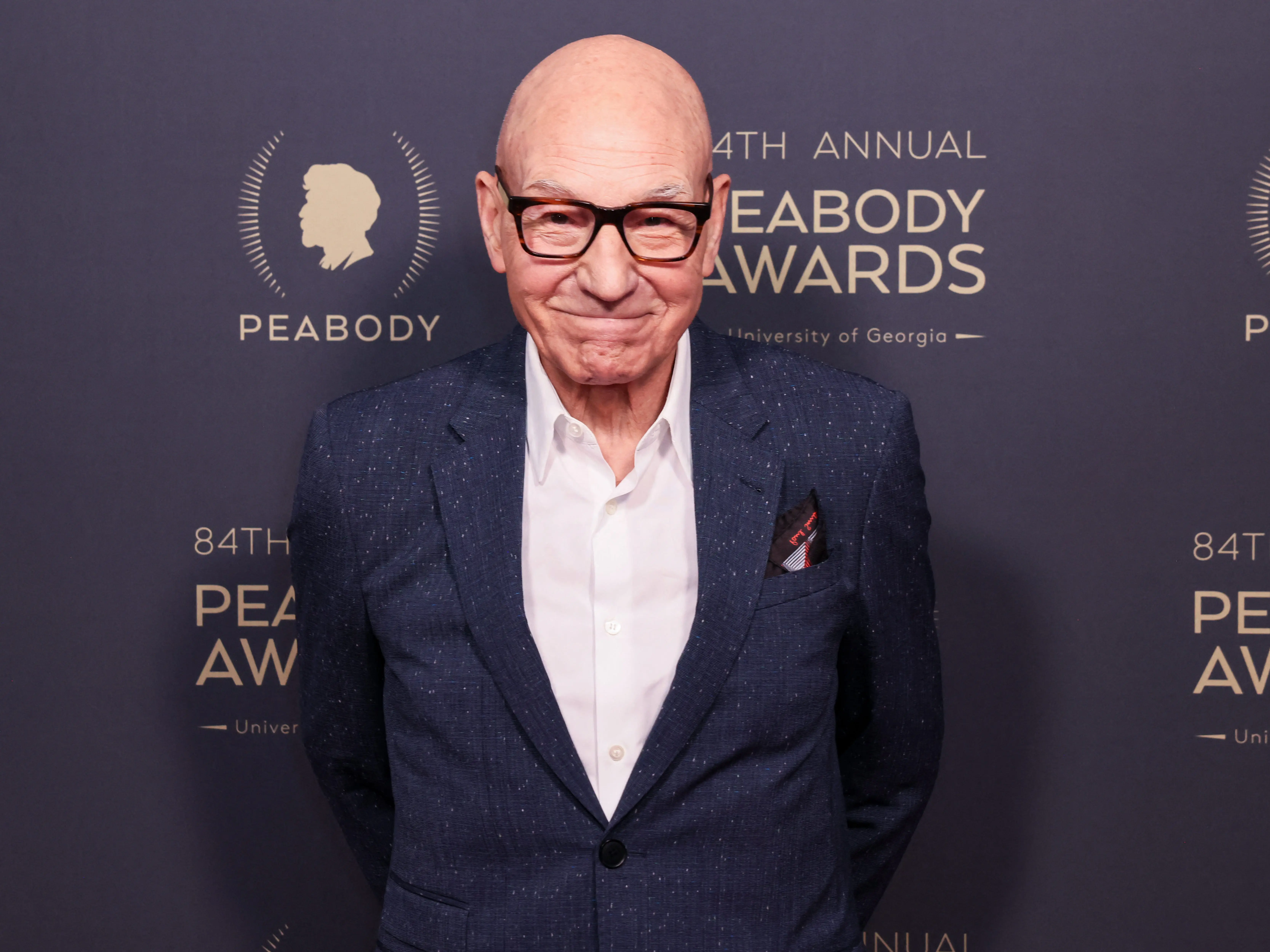 British actor Patrick Stewart arrives for the 84th Peabody Awards at the Beverly Wilshire Hotel in Beverly Hills, California on June 9, 2024.