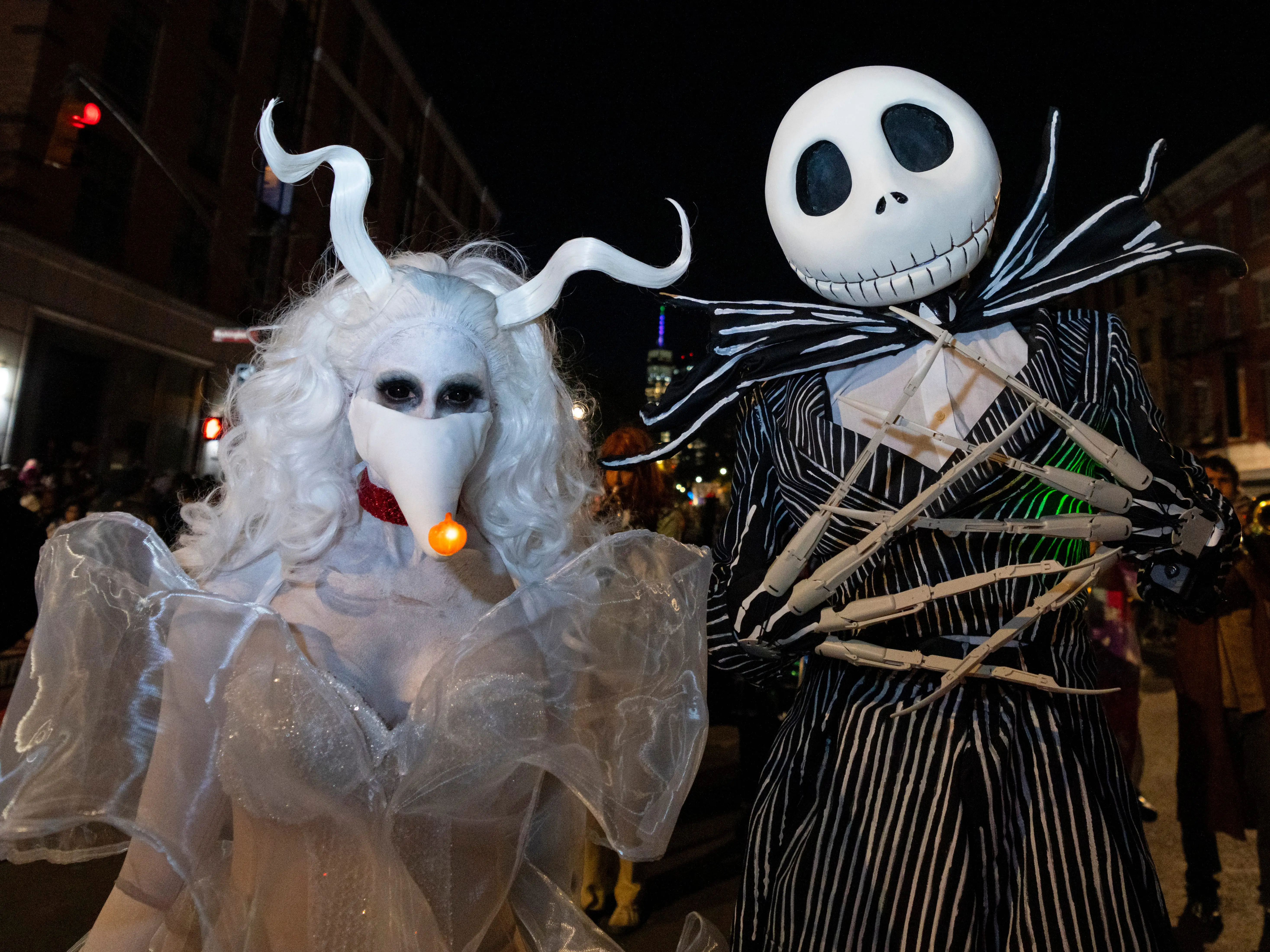 A view of people dressed in costume participating in the 52nd Annual Halloween parade on October 31, 2025 in New York City.