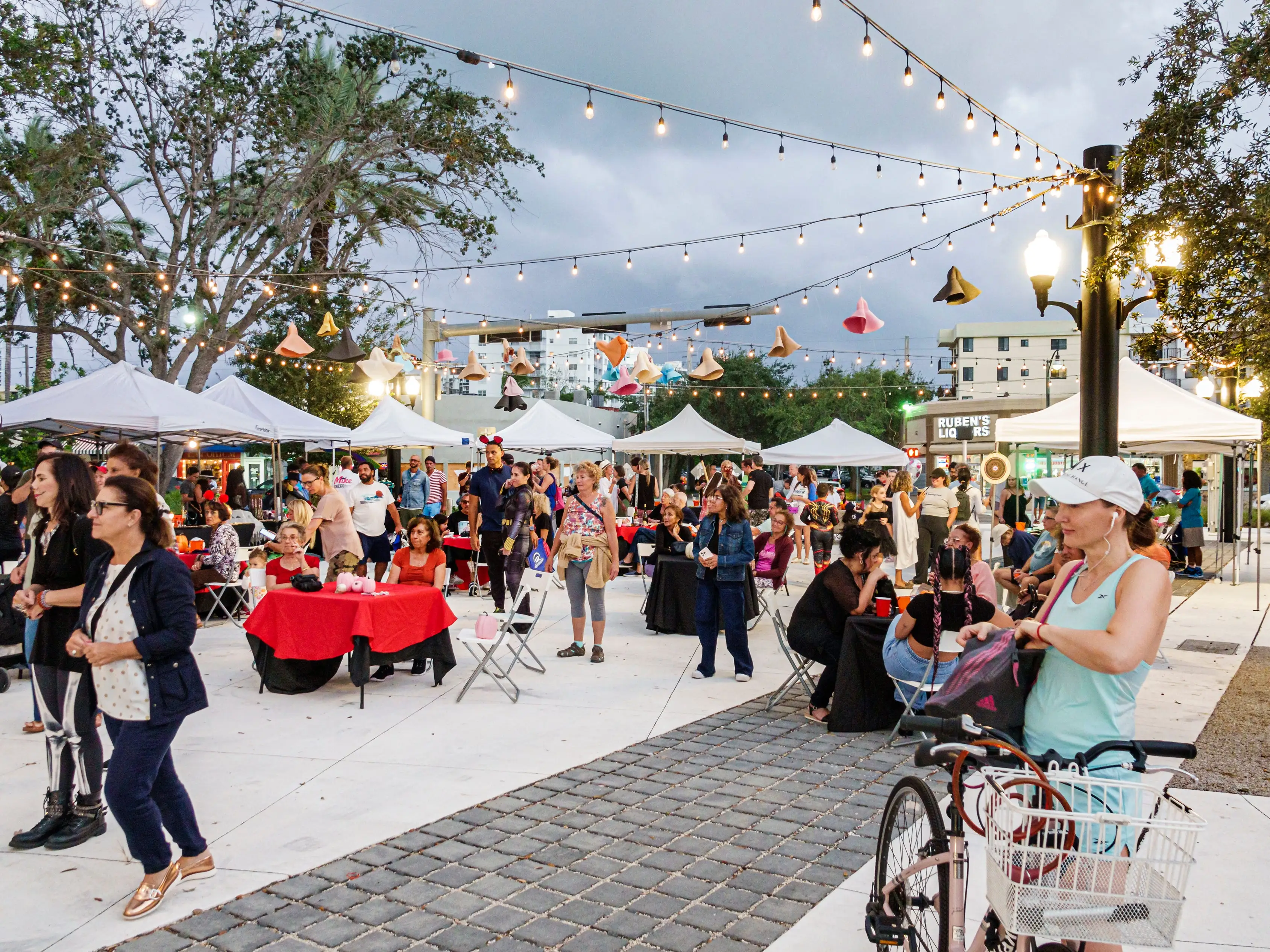 Miami Beach, Florida, Normandy Isle Fountain plaza, annual Halloween community event activities.