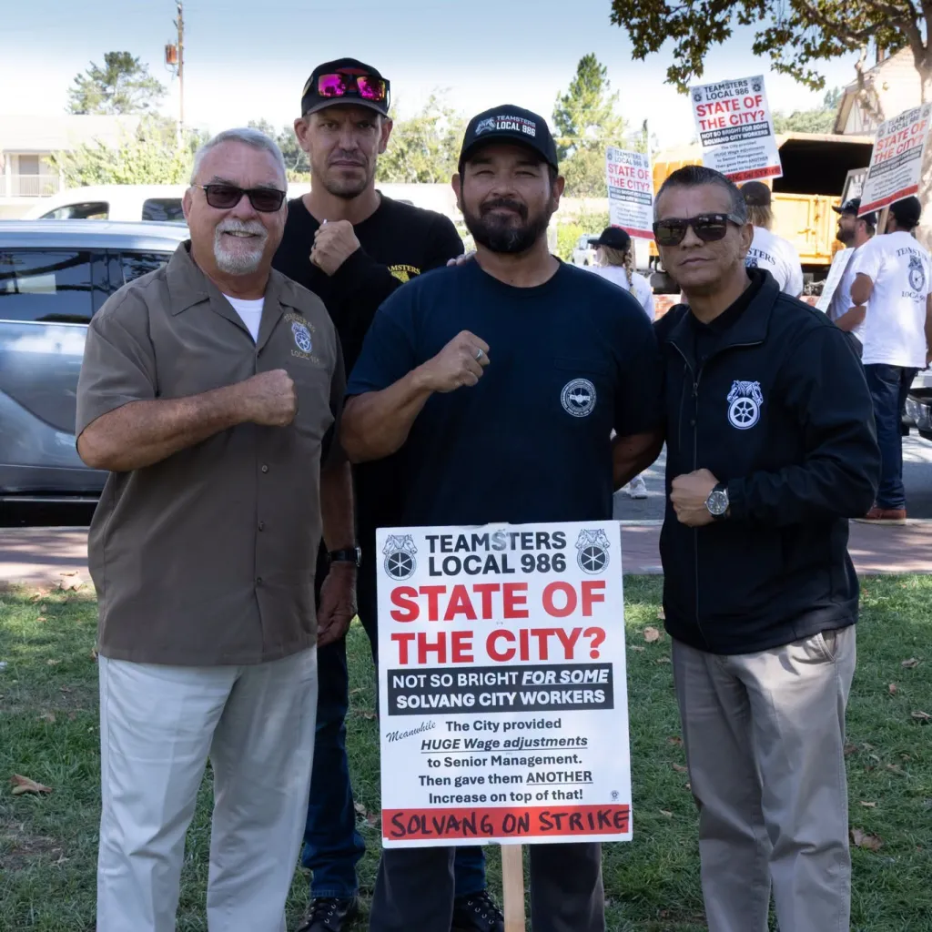 Teamsters Local 986 union leaders and members on strike in Solvang.