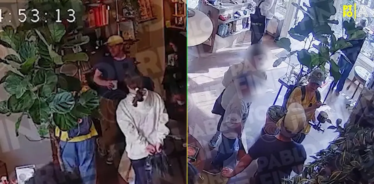 Collage of security camera footage showing people inside the Kelly Clarkson Brooklyn store.
