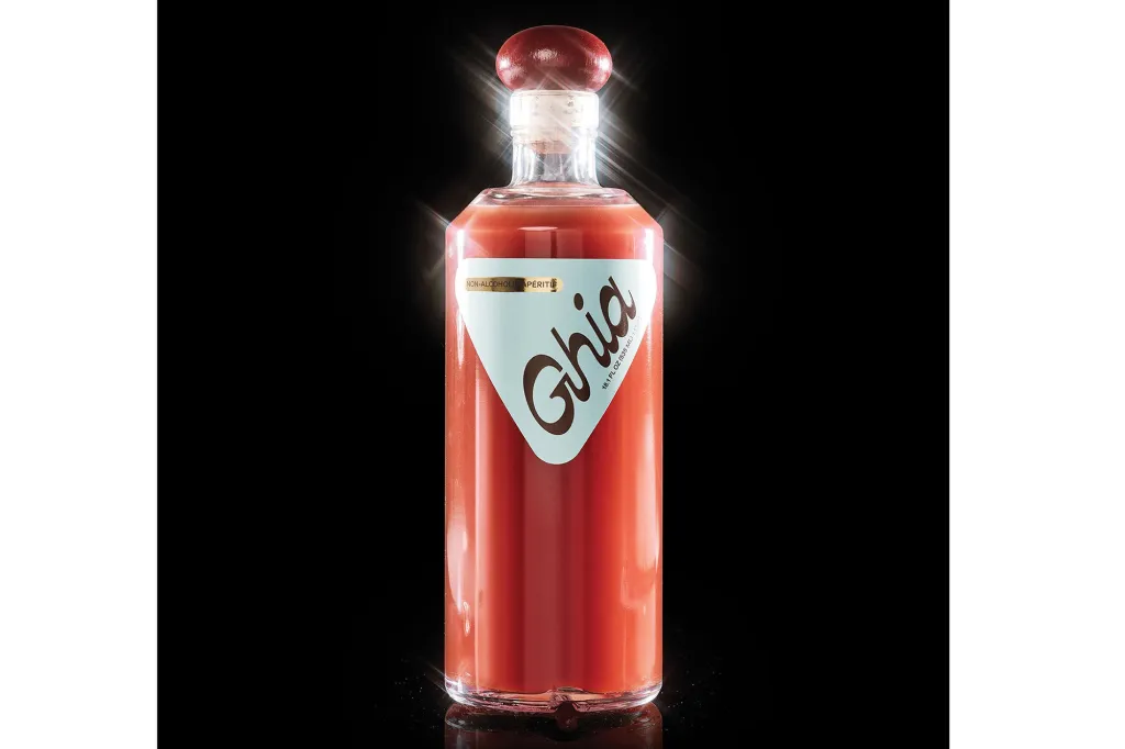 A bottle of red Ghia non-alcoholic drink 