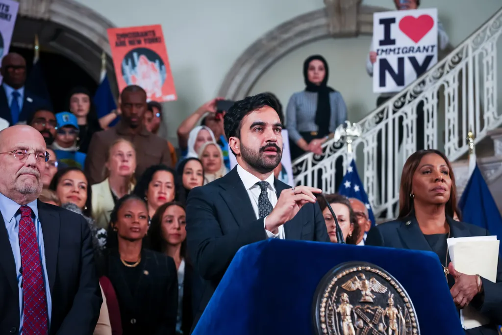 NYC Mayor Zohran Mamdani speaks during a news conference at City Hall in New York, on Sept. 14, 2026.
