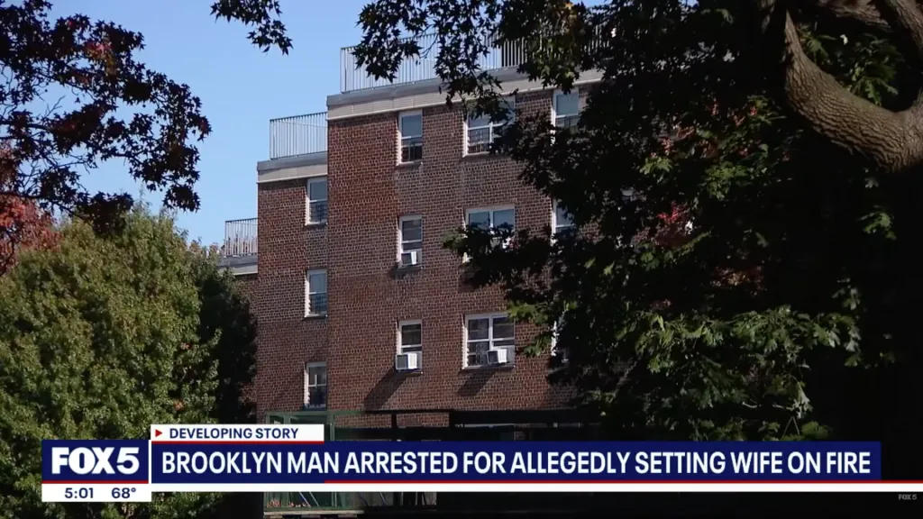 Exterior of a brick apartment building in Brooklyn.