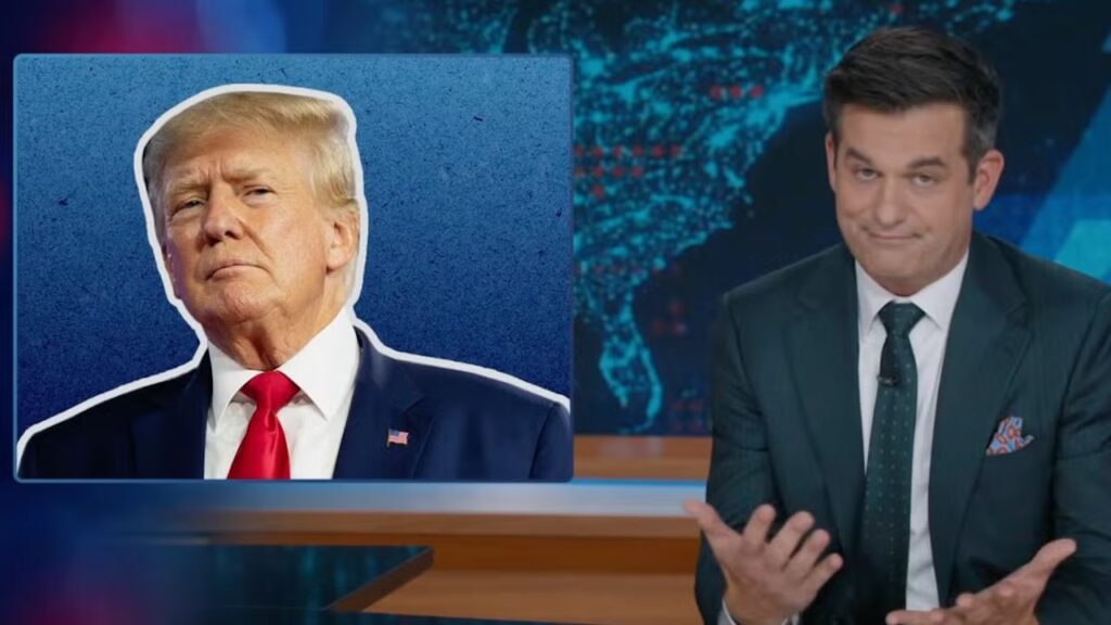 Michael Kosta Briefly Pauses ‘Daily Show’ Monologue as Crowd Erupts Over Trump Dig