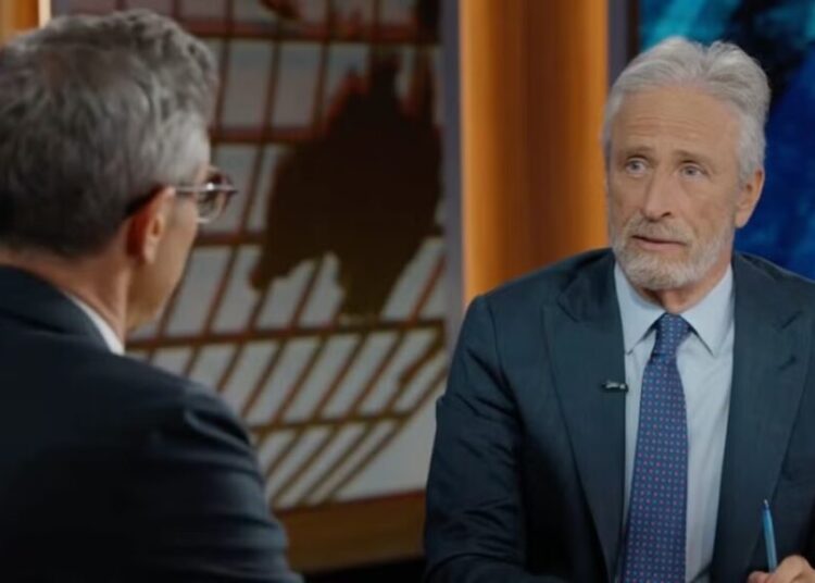 Jon Stewart Is Thrown When Journalist Starts Interview With Jared Kushner’s Denial: ‘Am I in Trouble Now?’