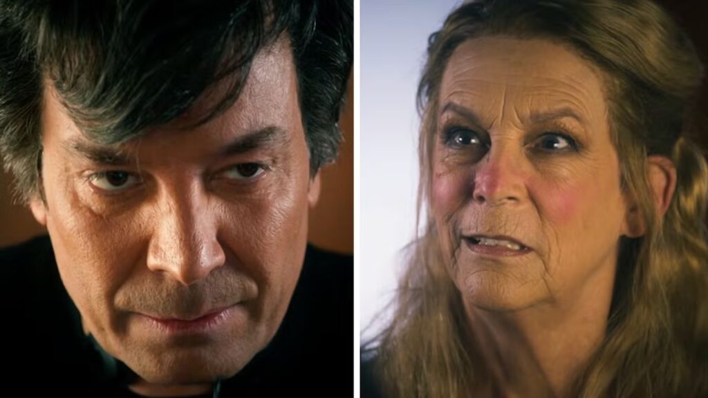 Jimmy Fallon and Jamie Lee Curtis Channel Nathan Fielder and Elizabeth Holmes for ‘You Can See Everything’ Spoof