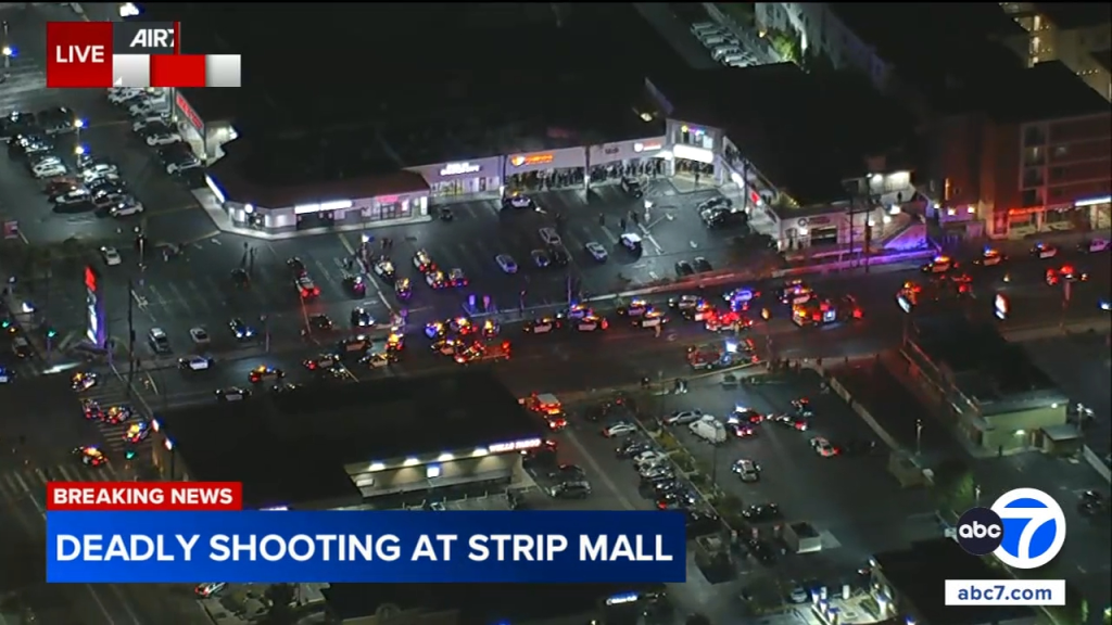 A large police presence at University Plaza near Cal State University Northridge after a shooting on Oct. 2, 2026.