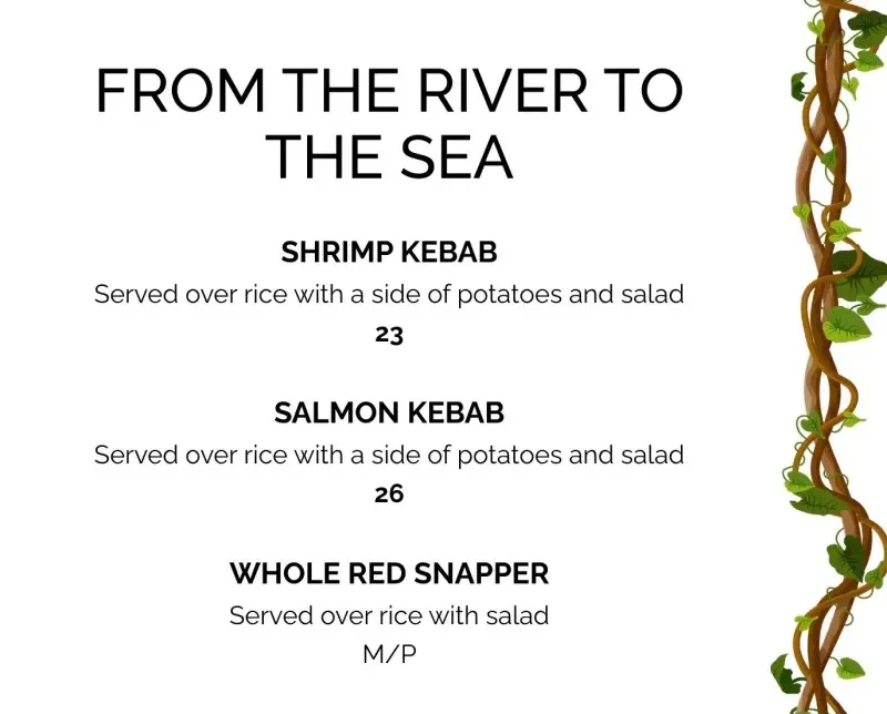 Menu section titled 