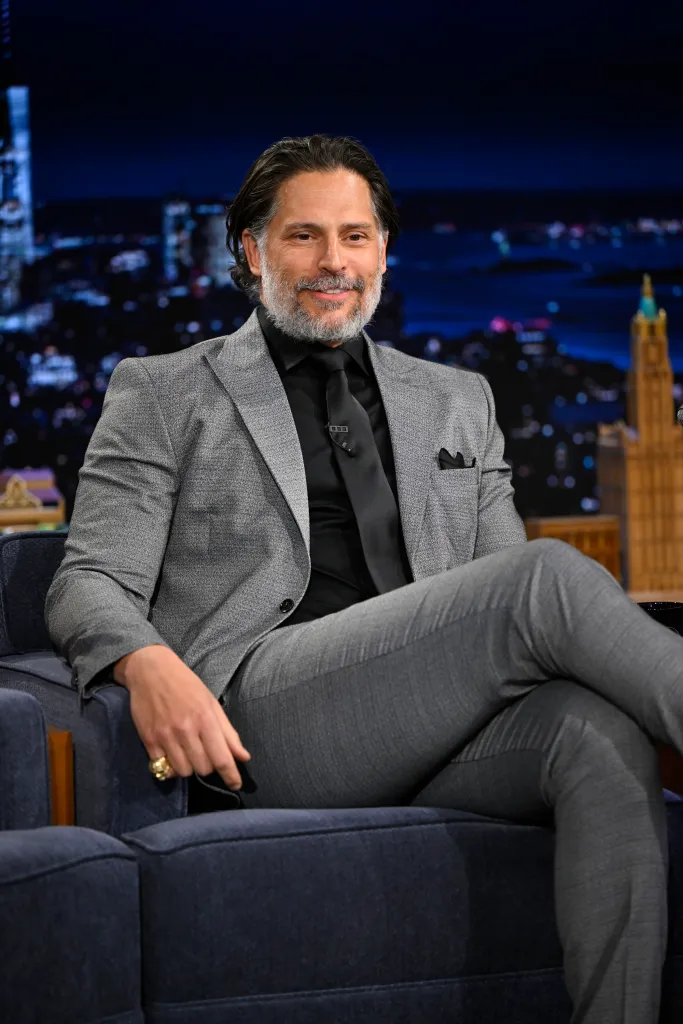 Actor Joe Manganiello is interviewed on a talk show.