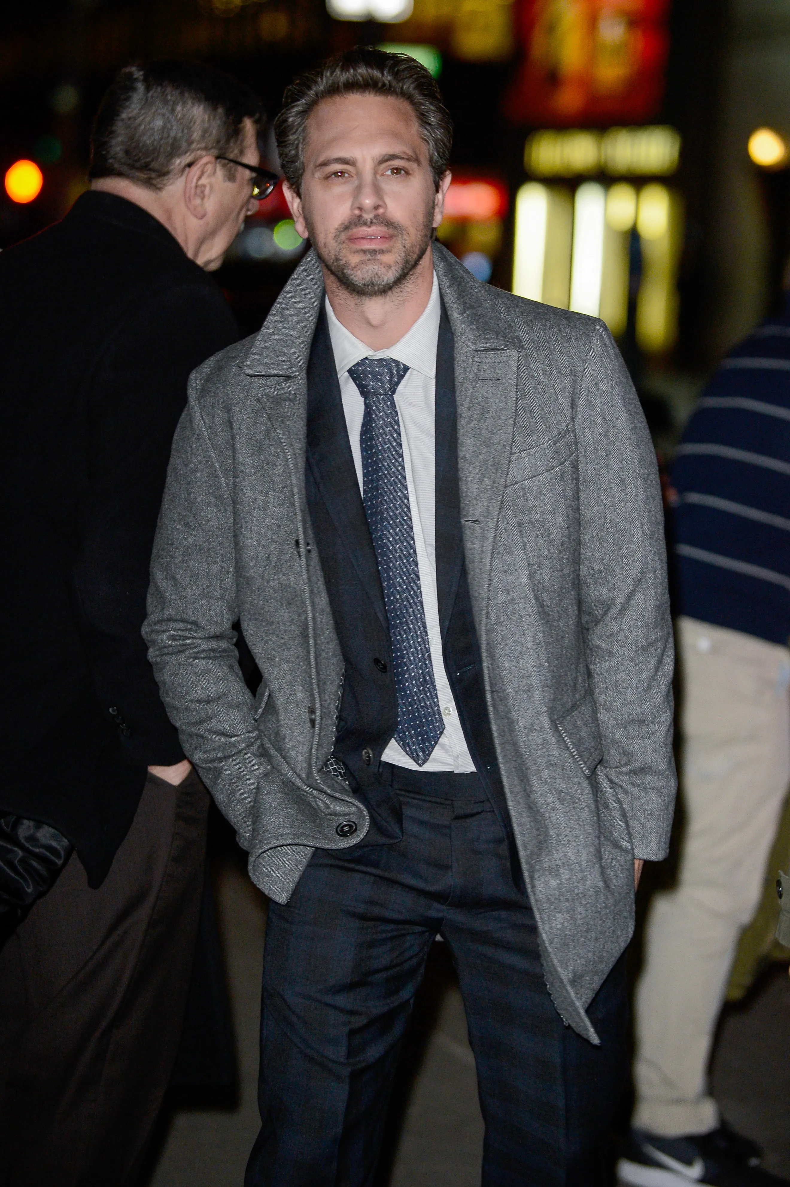 Actor Thomas Sadoski arrives at the Ed Sullivan Theater for a taping of 