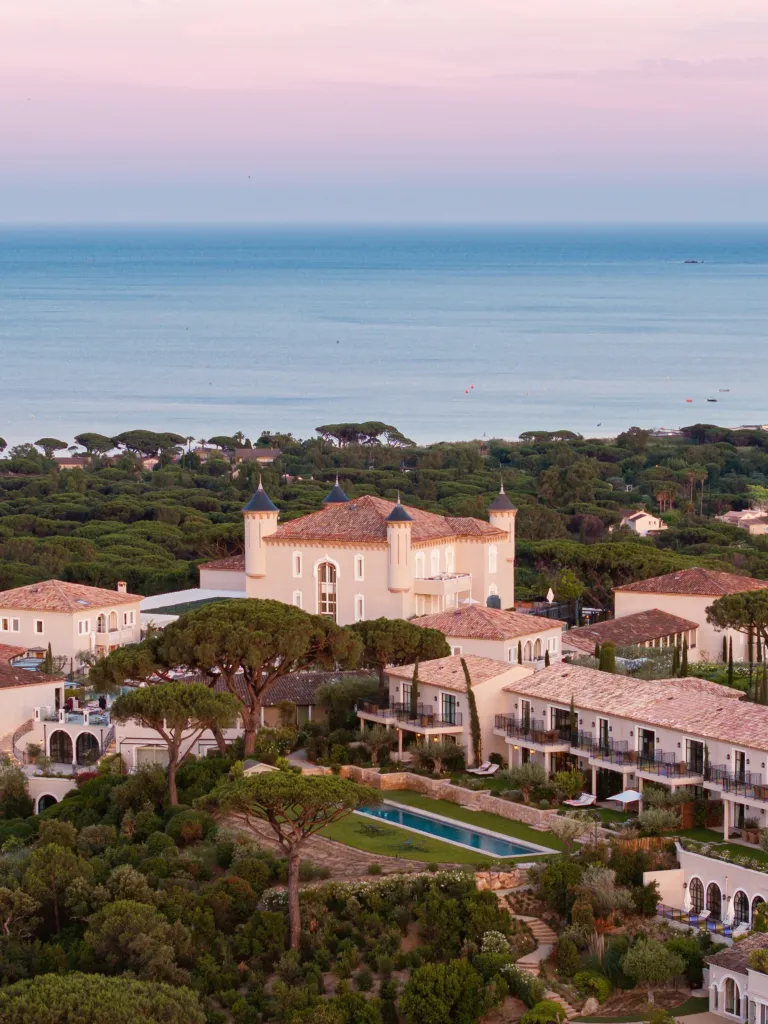The Airelles Château de la Messardière in St. Tropez overlooking the sea.
