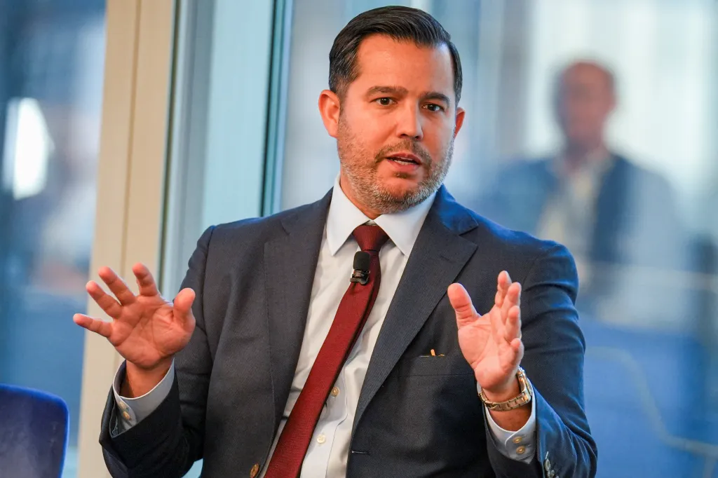 Anthony Denier, Chief Executive Officer of Webull Corporation, speaks at a conference.