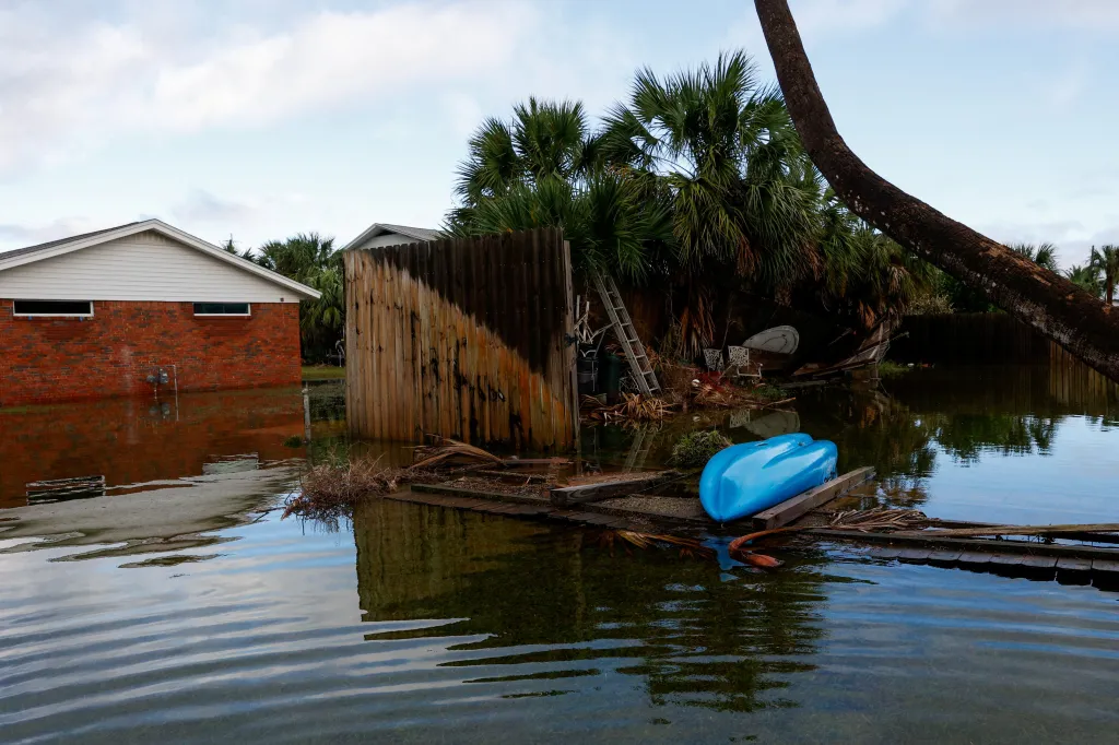 A flooded residential area in the aftermath of Hurricane Isaias in Destin, Florida.