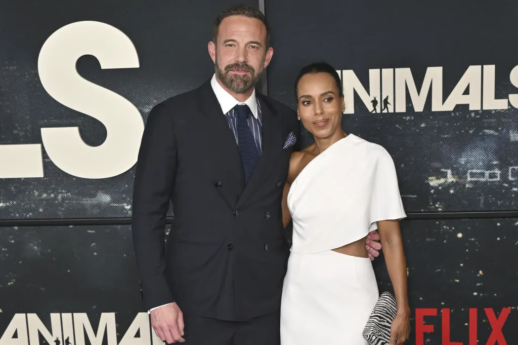 Ben Affleck and Kerry Washington pose together at the Los Angeles premiere of 'Animals'.