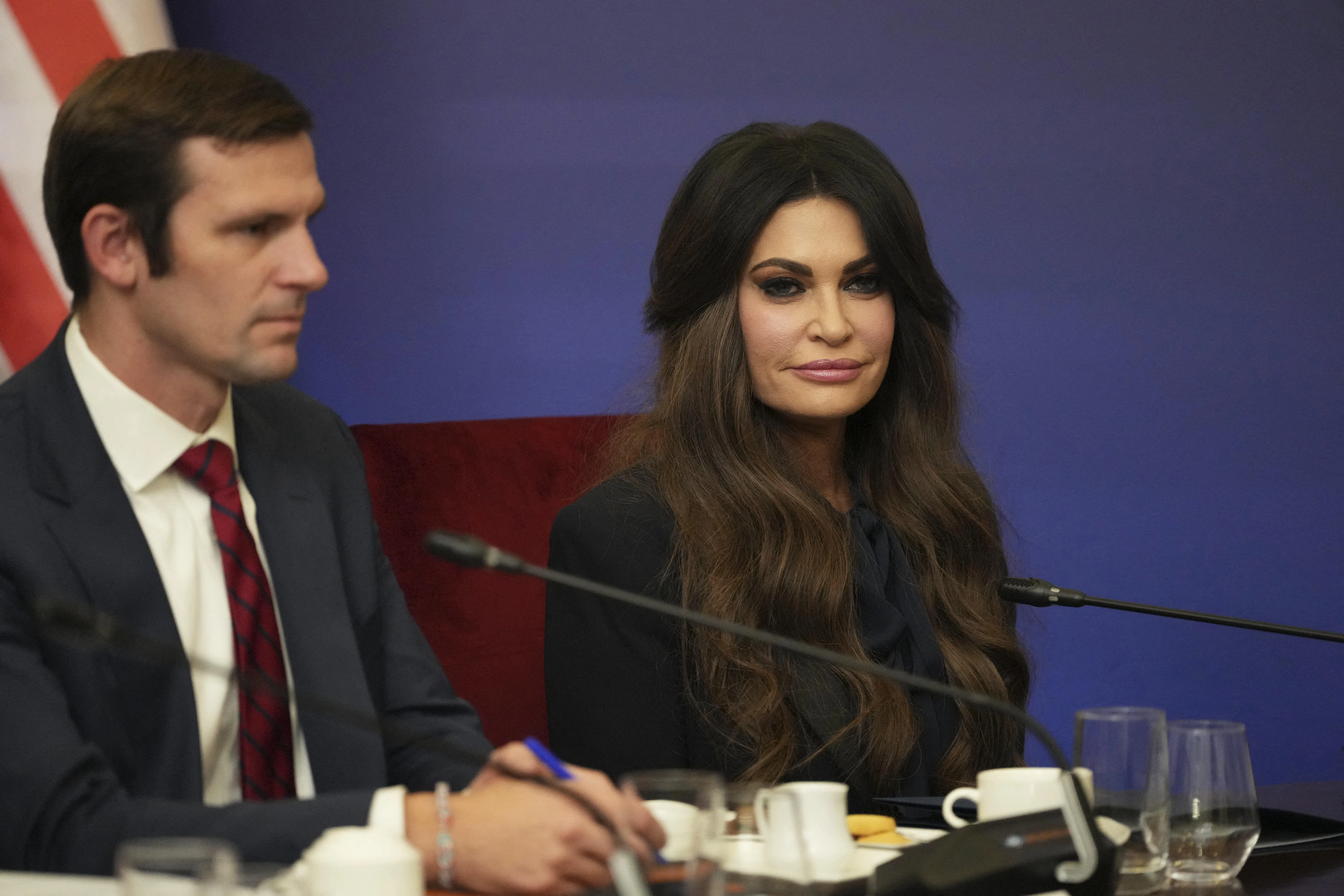 US Ambassador to Greece Kimberly Guilfoyle attends the opening of the sixth round of the Greece-US Strategic Dialogue, in Athens.