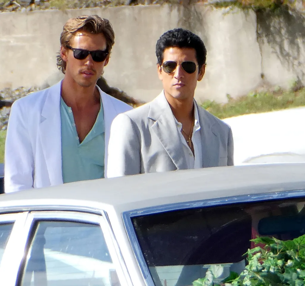 Austin Butler and Danny Ramirez on the set of 