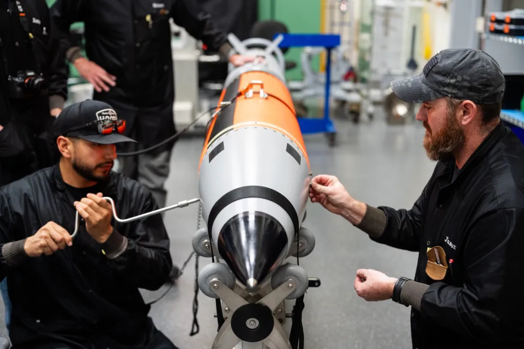 Technicians assemble a B61-13 high-fidelity unit.