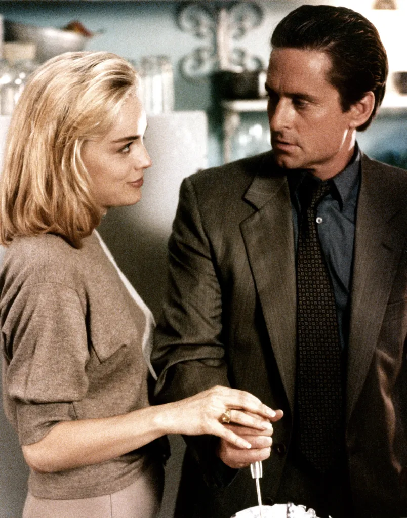 Sharon Stone and Michael Douglas in a scene from the film Basic Instinct.