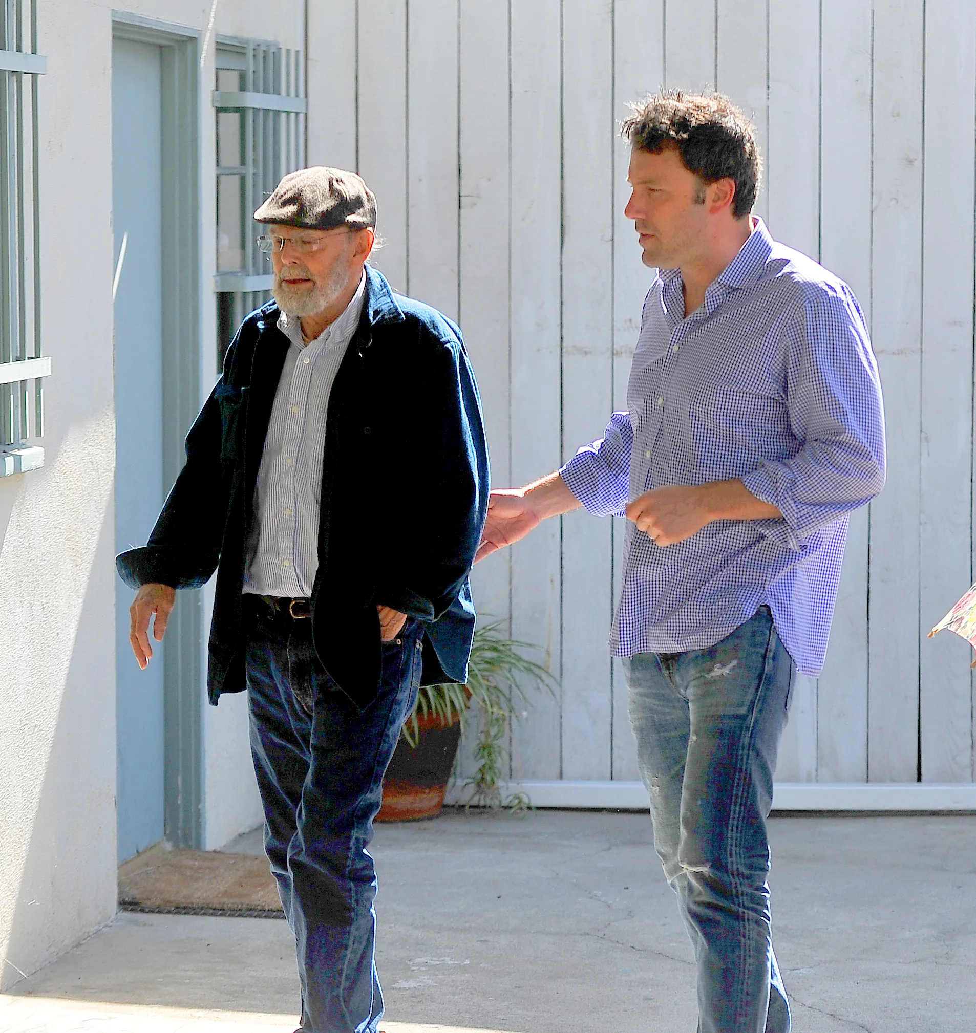 Ben Affleck and his father Timothy Affleck walking together.