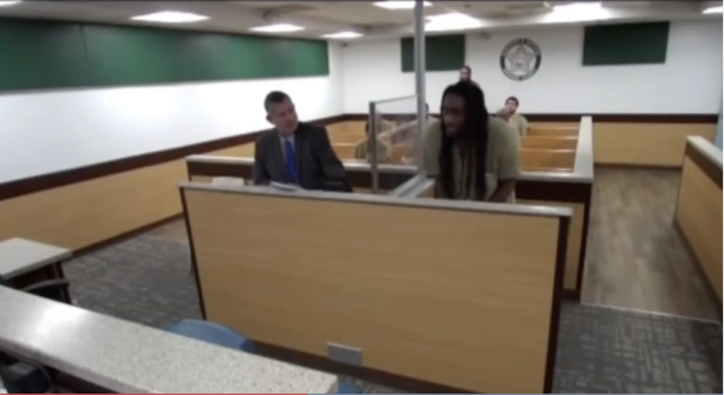 A domestic violence suspect appears in Broward bond court.