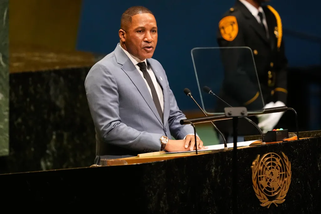 Botswana's President Duma Boko speaks at the United Nations General Assembly.