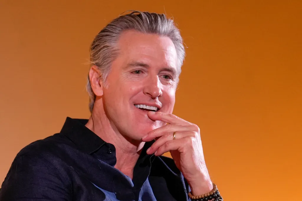 California Gov. Gavin Newsom pauses while discussing environmental issues in San Francisco.