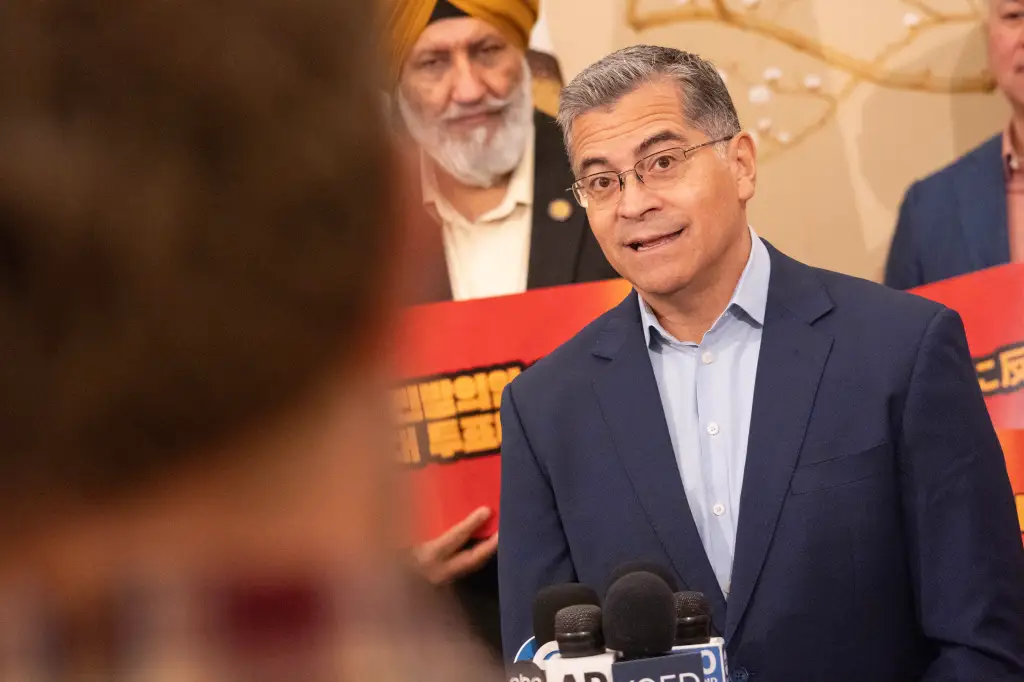 California gubernatorial candidate Xavier Becerra speaks during a campaign event.