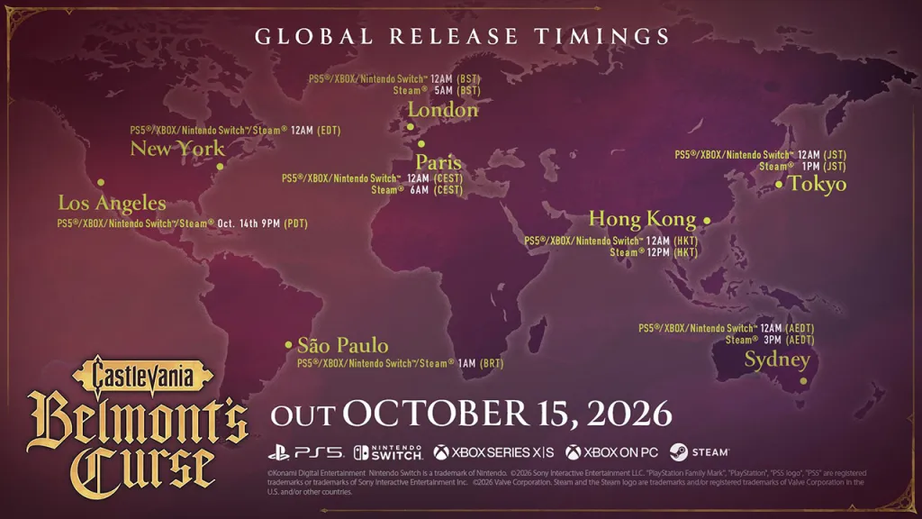 Castlevania Belmont's Curse Release Time Map