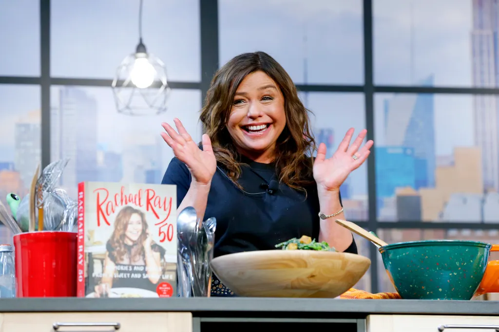 Chef Rachael Ray onstage during a culinary demonstration.