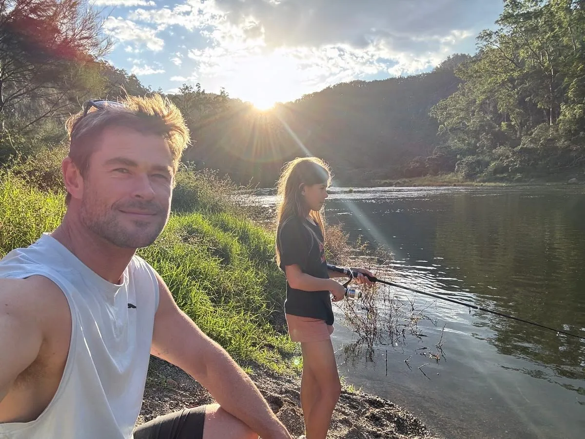 Chris Hemsworth and his daughter, India, during a fishing trip in 2024.
