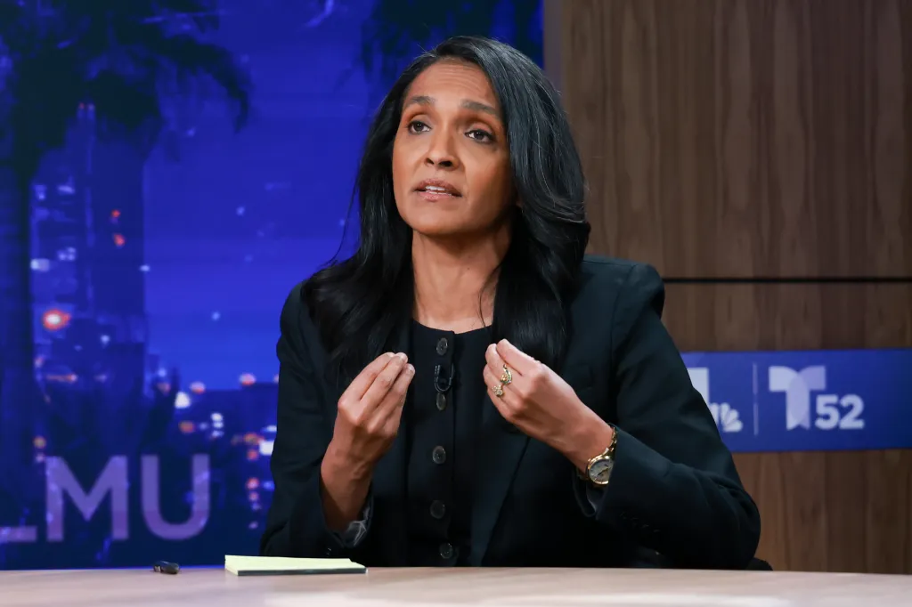 City Councilmember Nithya Raman speaks during the mayoral debate.