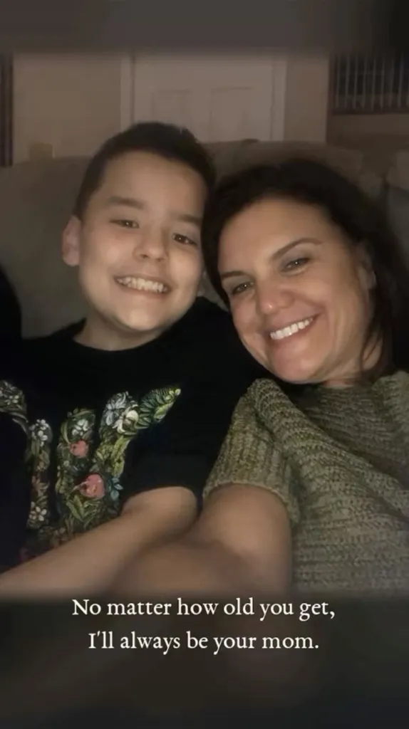 Colleen Conrad and Collin Gosselin smiling together on a couch with text overlaying the image that reads 