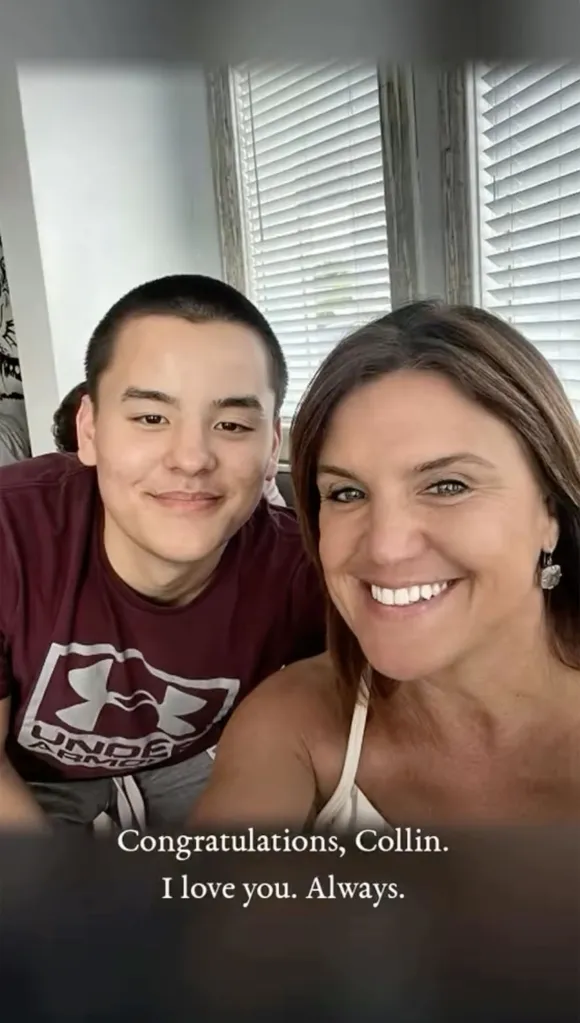 Colleen Conrad and Collin Gosselin smiling together indoors.