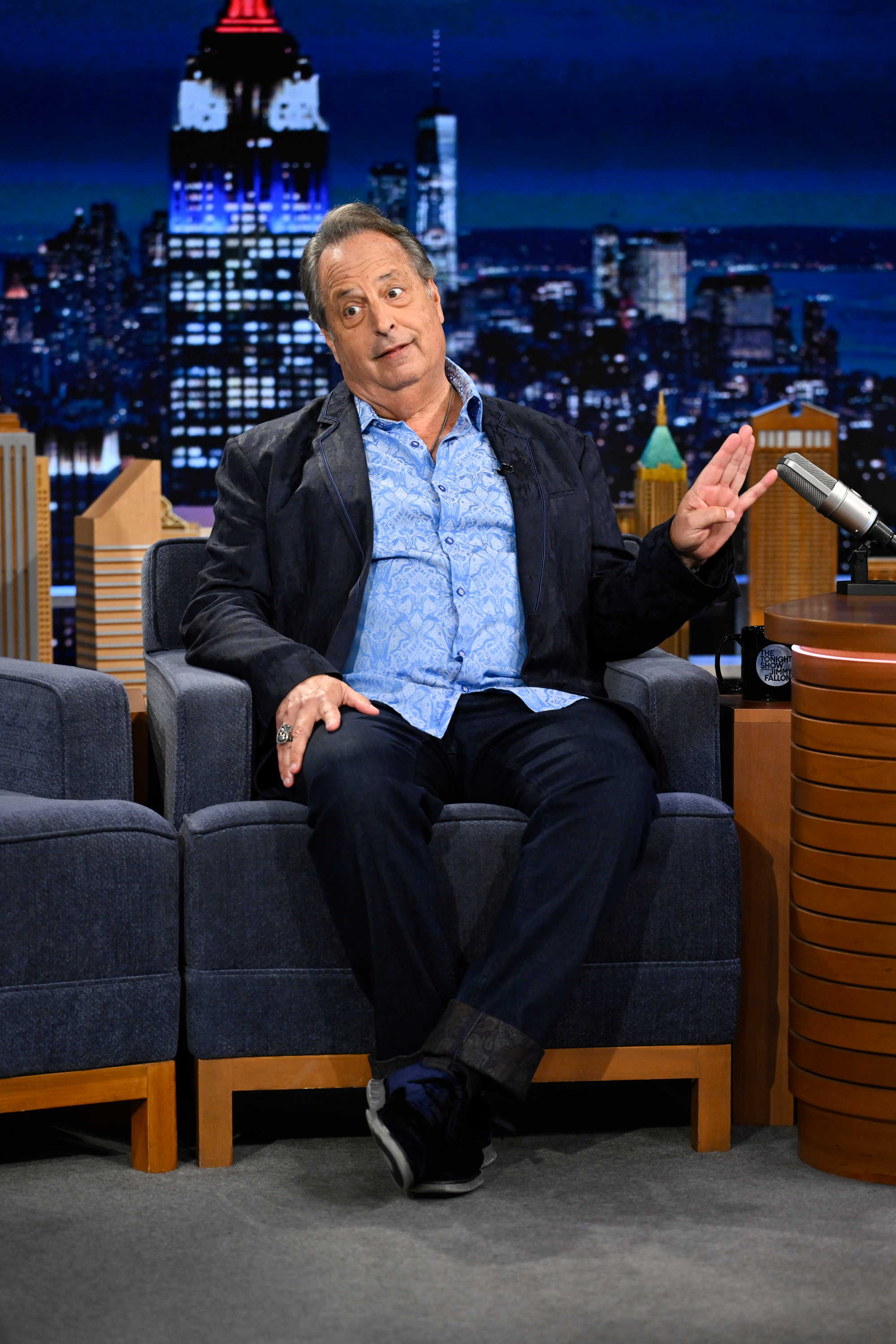 Comedian and actor Jon Lovitz being interviewed on The Tonight Show.