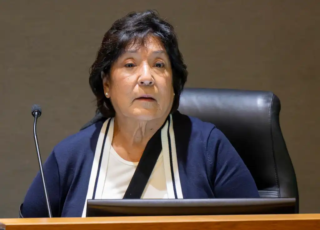 Councilmember Norma Campos Kurtz attends an Anaheim City Council meeting.