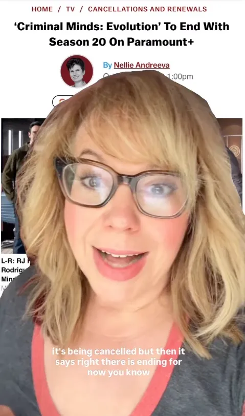 A video screenshot of a woman reacting to an article headline that reads,
