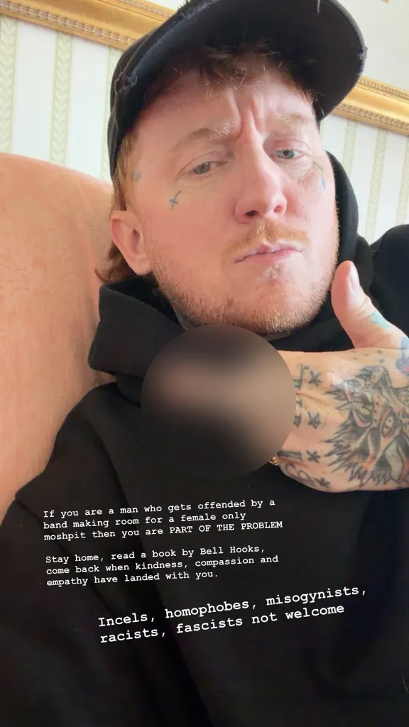 Frank Carter giving a thumbs up, with text overlaid that reads: 