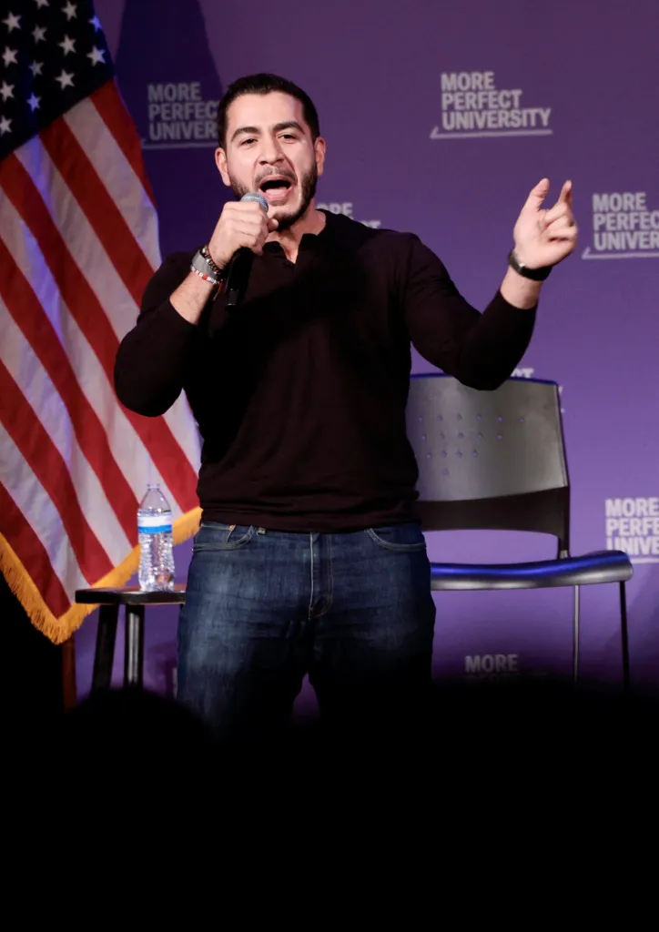 Democratic U.S. Senate nominee Abdul El-Sayed speaks at a town hall.