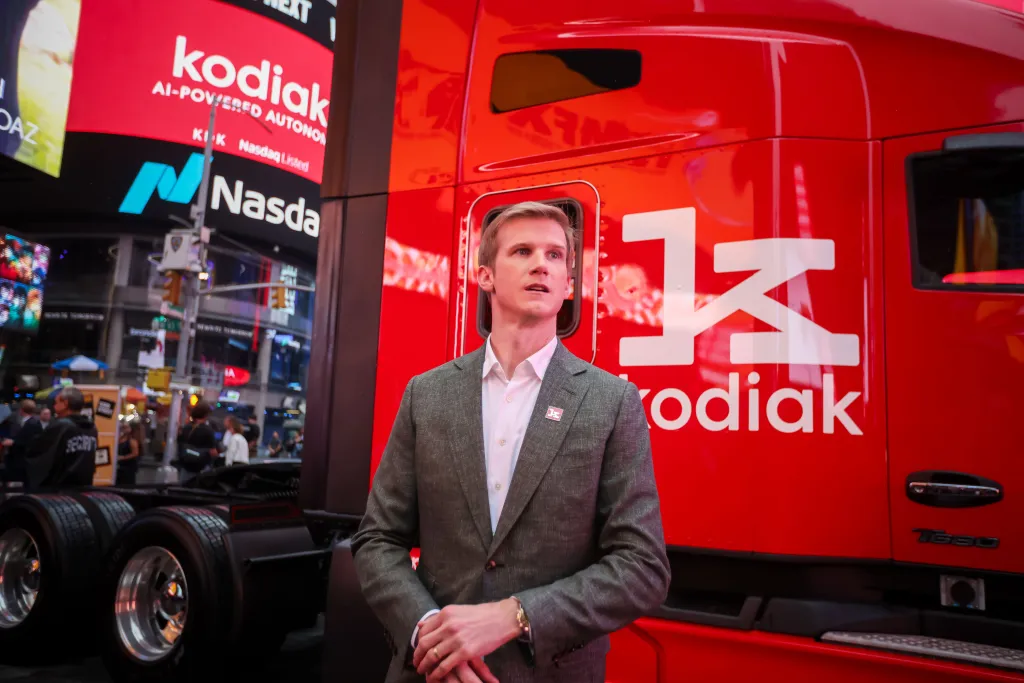 Don Burnette, founder and chief executive officer of Kodiak AI Inc., outside the Nasdaq MarketSite in Times Square in New York.