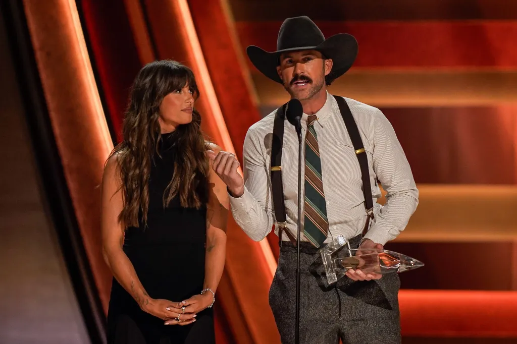 Ella Langley and Riley Green accept the Song of the Year award for 