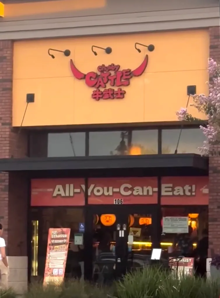 Exterior storefront of Chubby Cattle BBQ in California, featuring an 